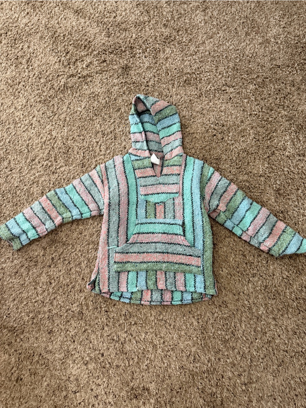 Vans Striped Terry Hoodie in Mint, Pink, and Gray